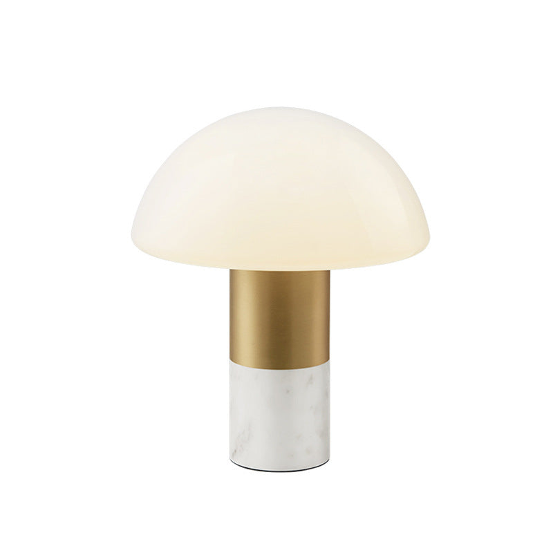 Lampe de table moderne et minimaliste à 1 lumière en forme de champignon, fer, verre et marbre 