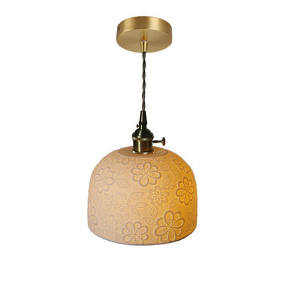 Moderne 1-flammige Pendelleuchte aus Keramik im Vintage-Stil aus Messing 