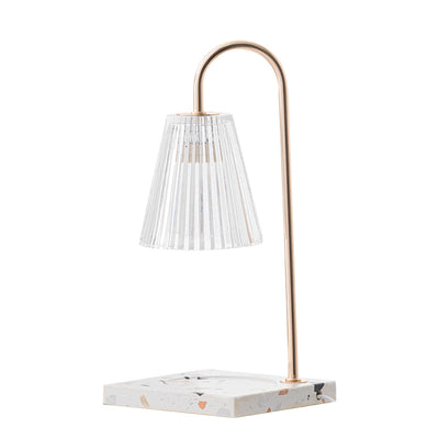 Lampe de table minimaliste en cire fondue à 1 lumière avec abat-jour en verre terrazzo 