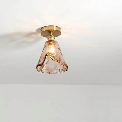 Plafonnier moderne en verre ambre japonais multi-style à 1 lumière 