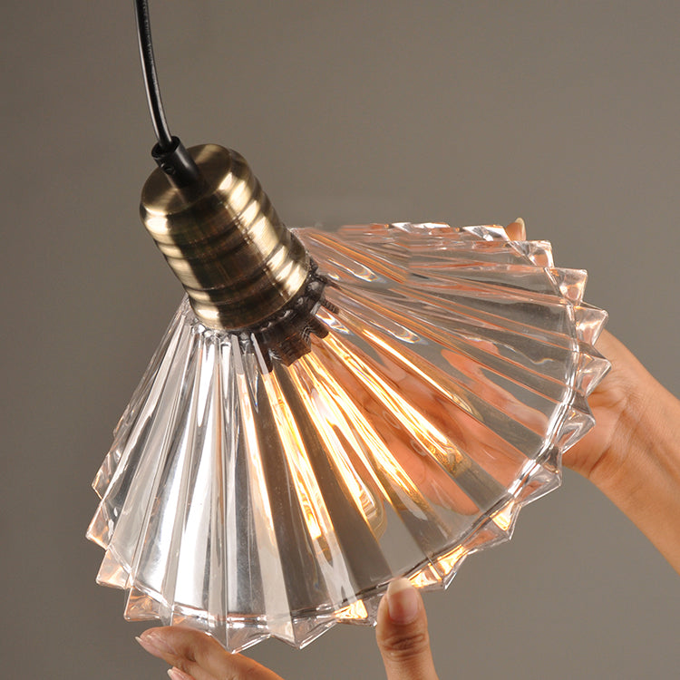 Lampe suspendue à 1 lumière en verre parapluie transparent rétro moderne 