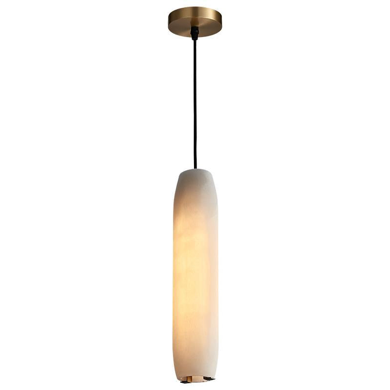 Lampe suspendue à 1 lumière en forme de colonne de marbre et de bronze de luxe nordique 