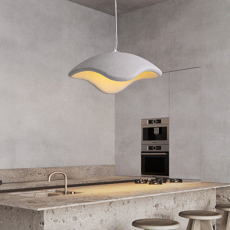 Modern Minimalist Creative Round Shell Cone Cream 1-Light Pendant Light