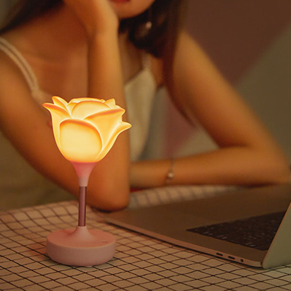 Modern Creative Rose Plastic USB Rechargeable Night Light Table Lamp