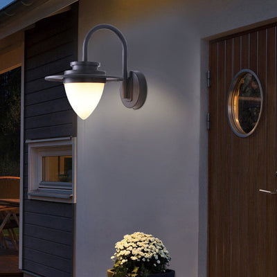 Creative Waterproof Glass Peach Shade Design LED Outdoor Wall Sconce Lamp