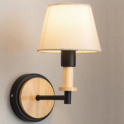 Modern Nordic Wooden Tubular 1-Light Wall Sconce Lamp
