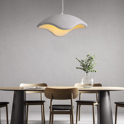 Modern Minimalist Creative Round Shell Cone Cream 1-Light Pendant Light