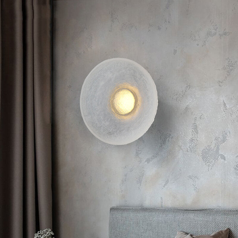 Modern Minimalist Resin Clear Round Disc LED Wall Sconce Lamp