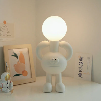 Kreative Cartoon-Mond-Roboter-Harz-1-Licht-Tischlampe
