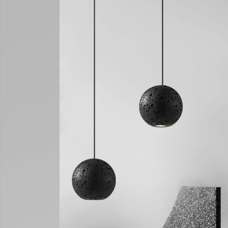 Modern Minimalist Black Hole Stone Orb LED Pendant Light