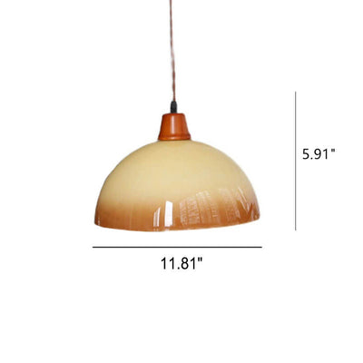 Suspension Luminaire 1 Lumière Dôme Jaune Dégradé Vintage Nordique 