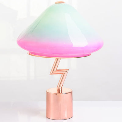 Lampe de table LED en verre, matériel créatif et moderne en forme de champignon coloré 