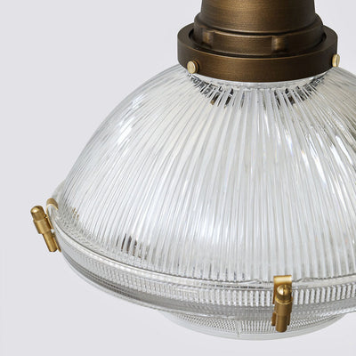Vintage Brushed Brass Glass Round 1-Light Pendant Light