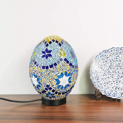 Turkish Handcrafted Mosaic Glass Egg-shaped 1-Light Table Lamp