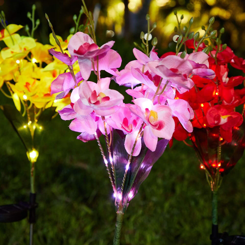 Modern Creative Simulation Phalaenopsis Solar LED Outdoor Patio Lawn Ground Insert Landscape Light