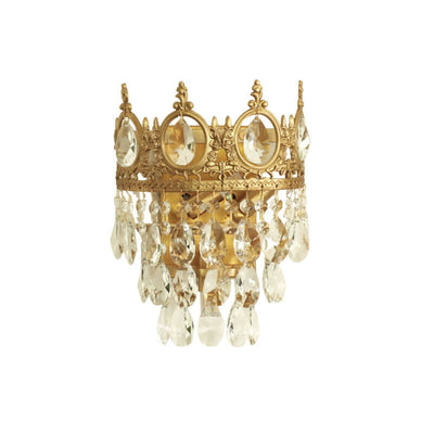 Modern Luxury Crown Crystal Tassel 1-Light Wall Sconce Lamp