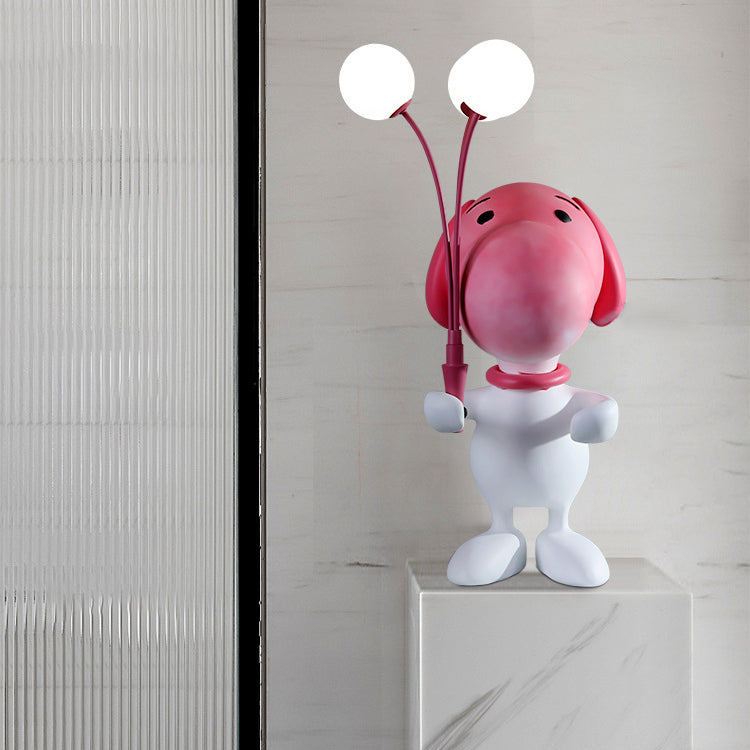 Modern Creative Snoopy Sculpture Resin 3-Light Table Lamp