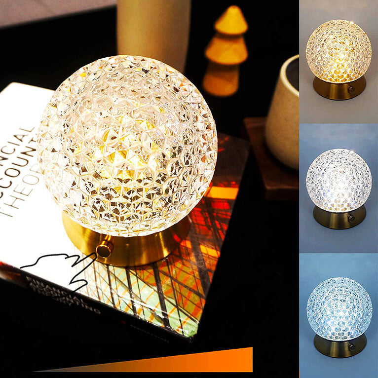 Modern Light Luxury Round Ball Iron Acrylic USB LED Ambient Table Lamp