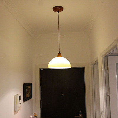 Suspension Luminaire 1 Lumière Dôme Jaune Dégradé Vintage Nordique 