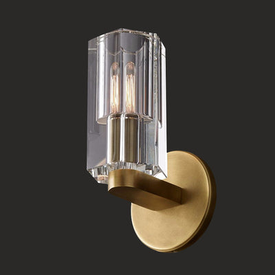 Modern Light Luxury Crystal Cylindrical Brass 1-Light Wall Sconce Lamp