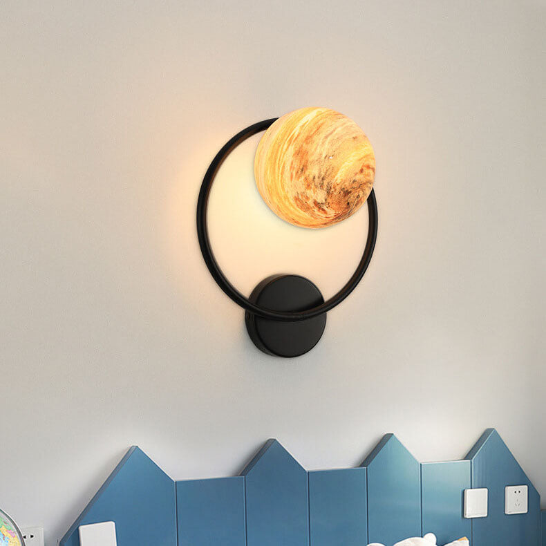 Modern Creative Planet Glass Circle 1-Light Wall Sconce Lamp