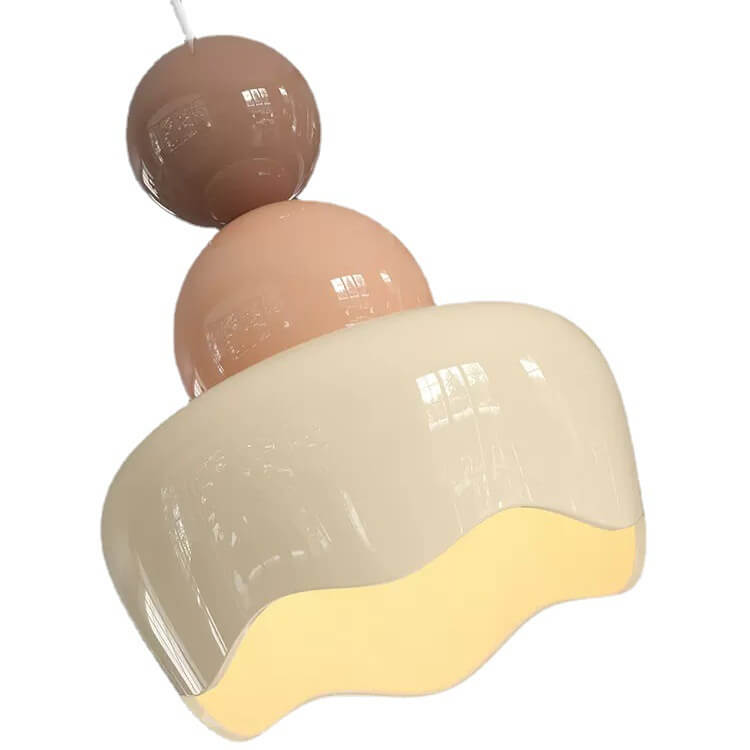 Lampe suspendue française moderne à 1 lumière en résine de fleur crème 