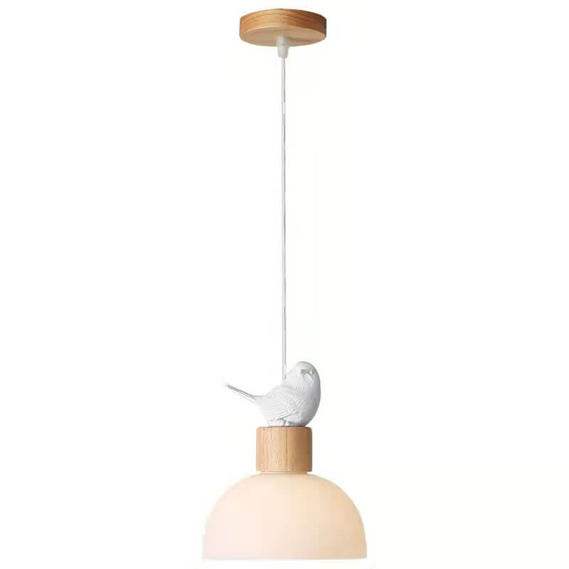 Nordische minimalistische weiße Glaskuppel-Vogel-Pendelleuchte mit 1 Licht