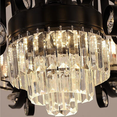 Modern Luxury Cylinder Iron Glass Crystal 6/8/10/12 Light Chandelier For Living Room