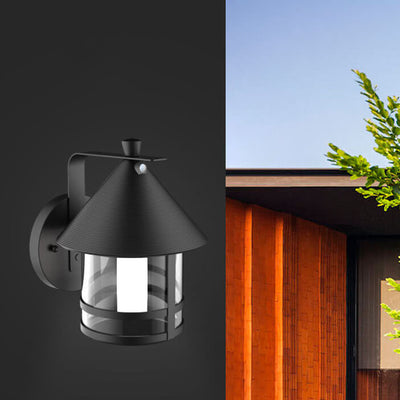 Solar Modern Cone Cage Body Sensor LED Outdoor Wall Sconce Lamp