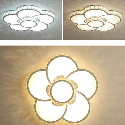 Modern Light Luxury Flowers Crystal LED Flush Mount Ceiling Light