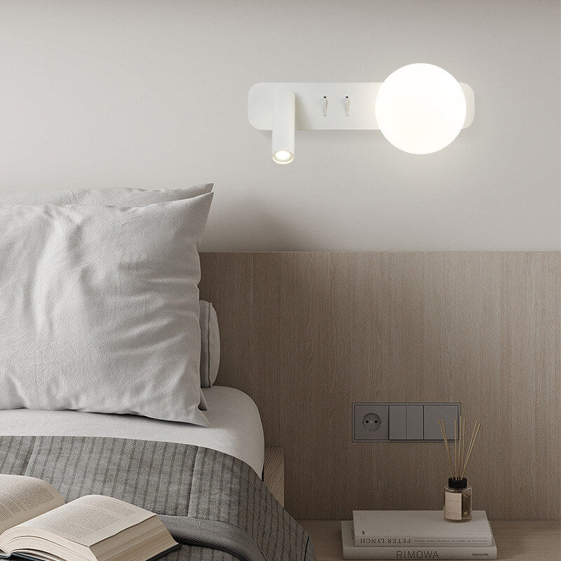 Modern Minimalist Glass Sphere LED Spotlight Reading Wall Sconce Lamp