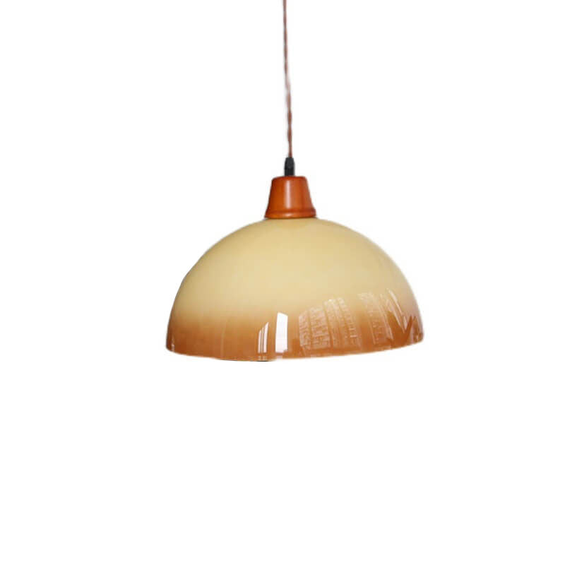 Suspension Luminaire 1 Lumière Dôme Jaune Dégradé Vintage Nordique 