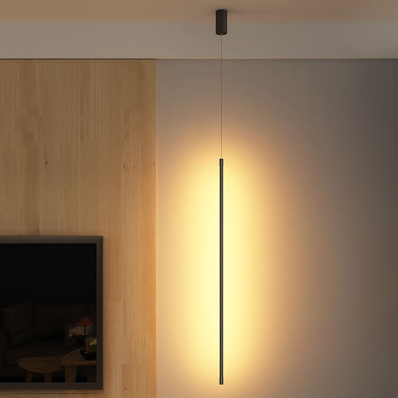 Modern Minimalist Aluminum Straigh Line LED Pendant Light For Living Room