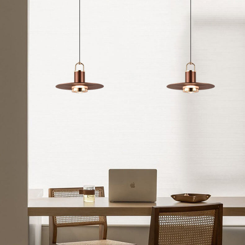 Modern Minimalist Disc Cylindrical Liftable Aluminum LED Pendant Light