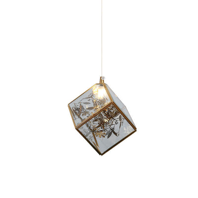 Nordic Square Brass Glass 1-Light Pendant Light