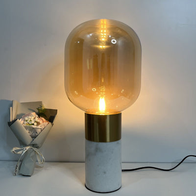 European Minimalist Marble Hardware Glass 1-Light Table Lamp