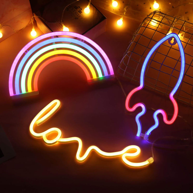 Lumière décorative au néon LED arc-en-ciel en plastique moderne de cinq couleurs 