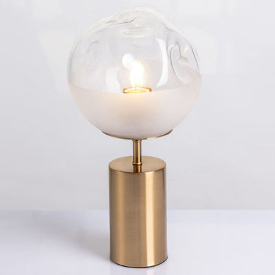 Nordic Light Luxury Frosted Glass Ball Column 1-Light Table Lamp