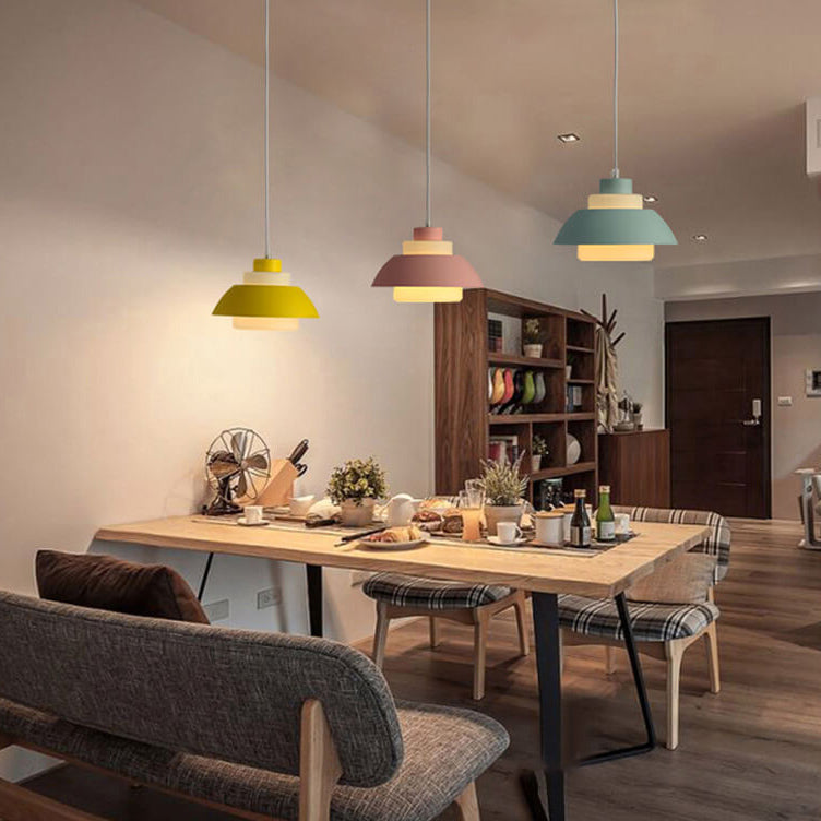 Luminaire suspendu à dôme à 1 lumière au design multicouche Nordic Macaron 