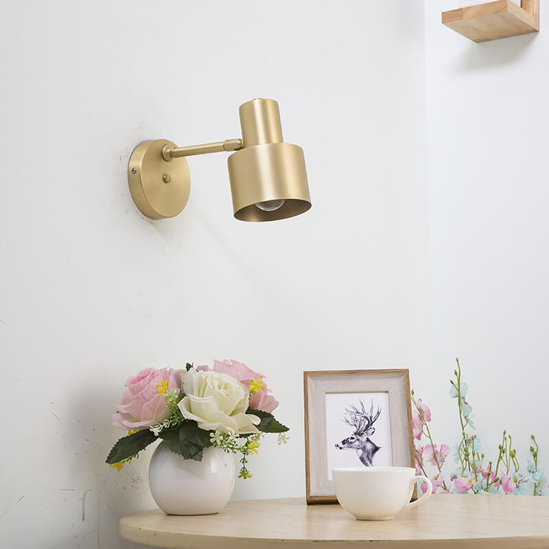 Nordic Minimalist Golden Metal Column 1-Light Wall Sconce Lamp