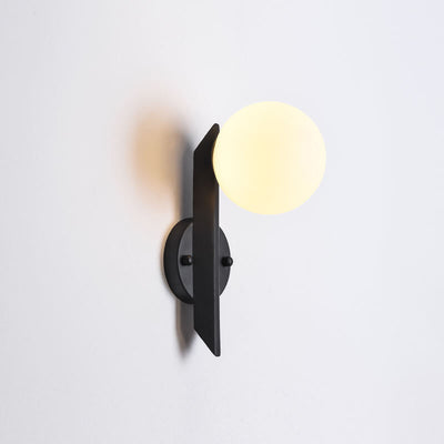 Modern Minimalist Round Ball Glass Metal Straight Arm 1-Light Wall Sconce Lamp