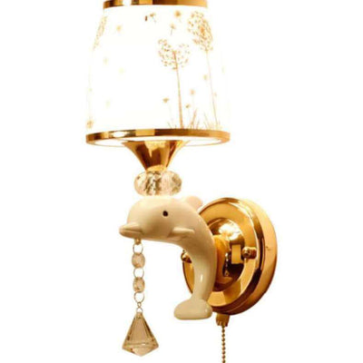 Europäische einfache Glas Lampenschirm Reißverschluss Schalter 1/2-Licht Wandleuchte Lampe 