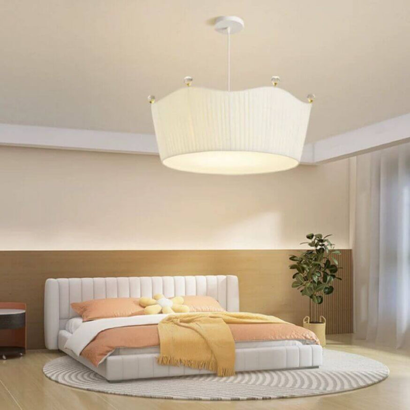 Lustre moderne et minimaliste à 5 lumières en tissu avec couronne créative 