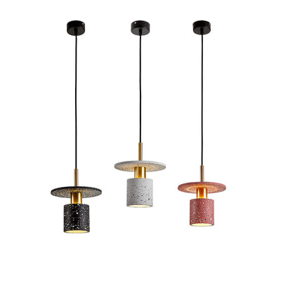 Industrial Minimalist Cement Cylinder Round 1-Light Pendant Light