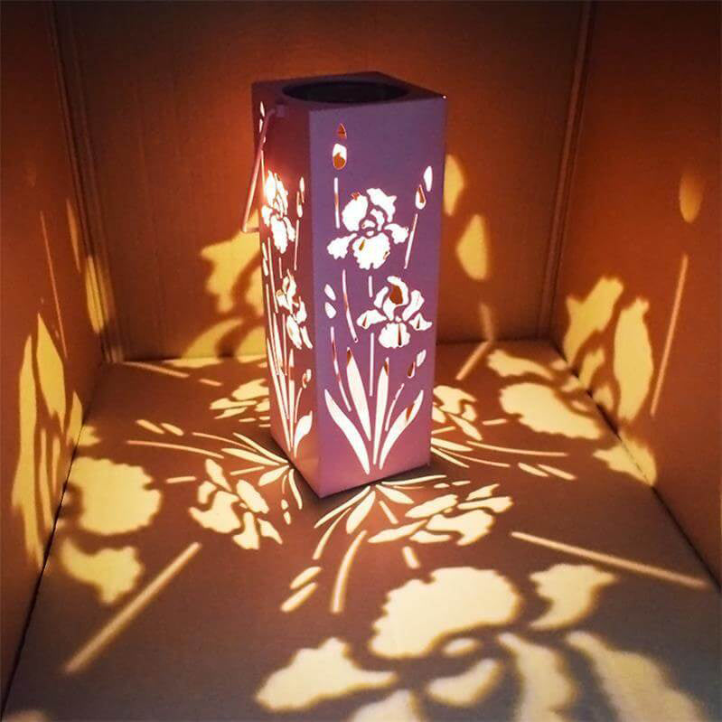 Solar-Schmetterlings-Rosen-Muster-Hohlsäulen-LED im Freien wasserdichtes dekoratives Licht 