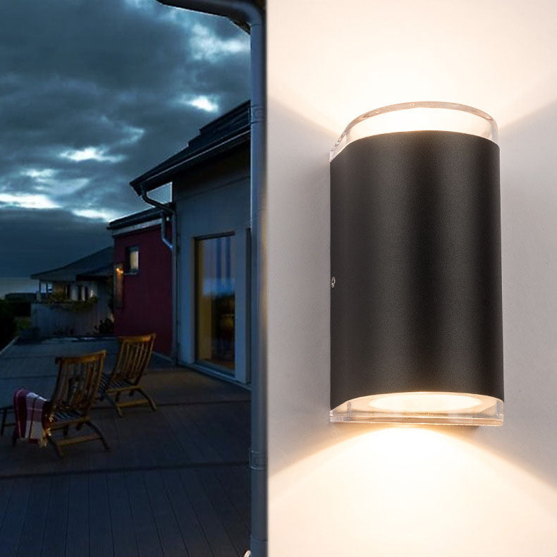 Outdoor Simple Column Aluminum PC Waterproof LED Wall Sconce Lamp