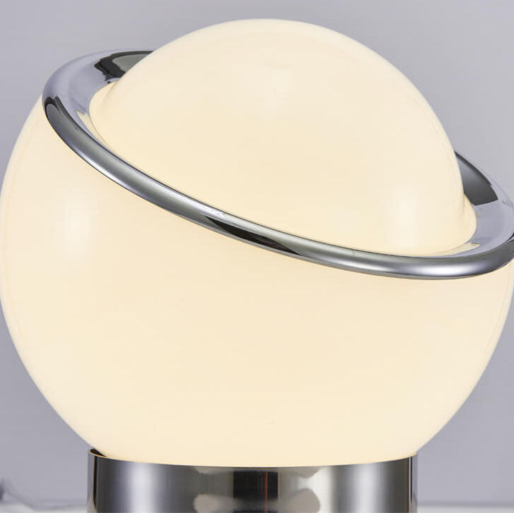 Modern Pure White Round Ball Glass Stainless Steel 1-Light Table Lamp