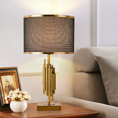 Modern Minimalist Imitation Copper Cloth 1-Light Table Lamp