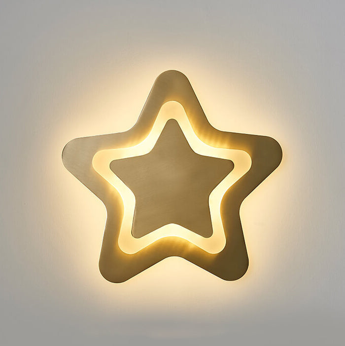 Nordic Luxury Brass Star Shape LED Wall Sconce Lamp