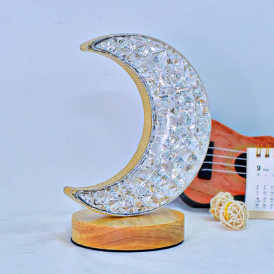 Nordic Creative Acrylic Moon Star Wood LED USB Table Lamp